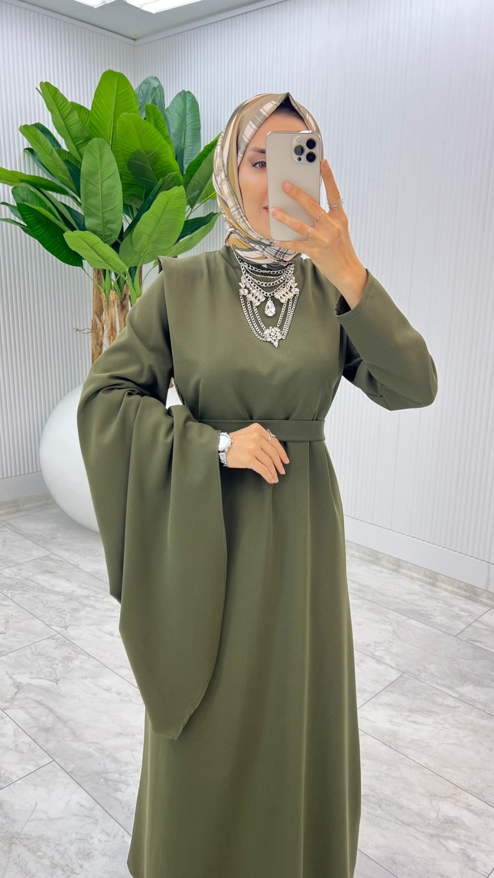 Haki Premium Yağmur Elbise Tesettür Giyim