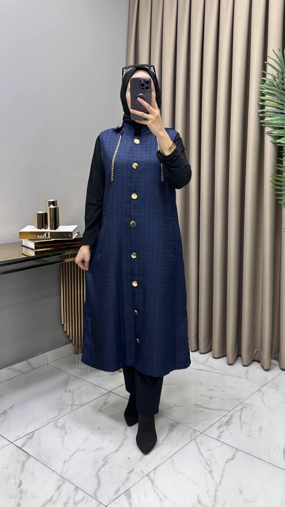 Aylin Kapitone Yelek Lacivert 