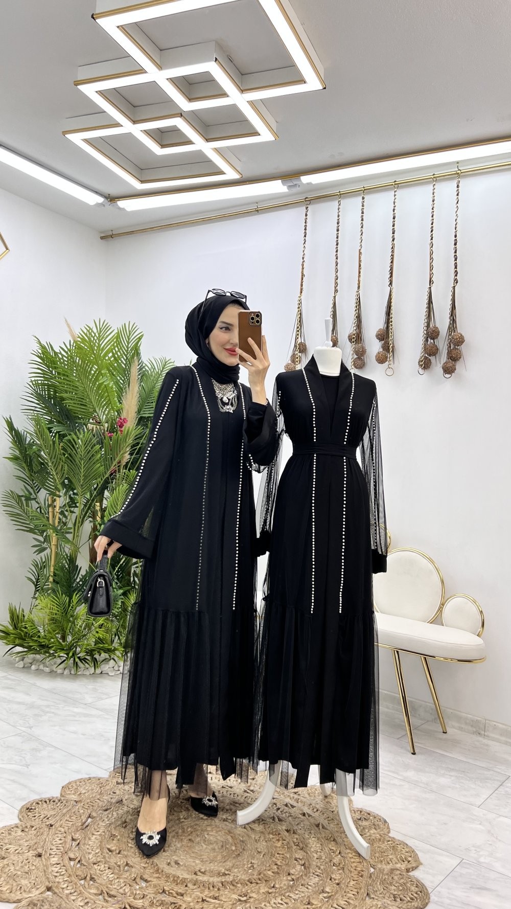 Sıra İncili Abaya Takım Tesettür Giyim 
