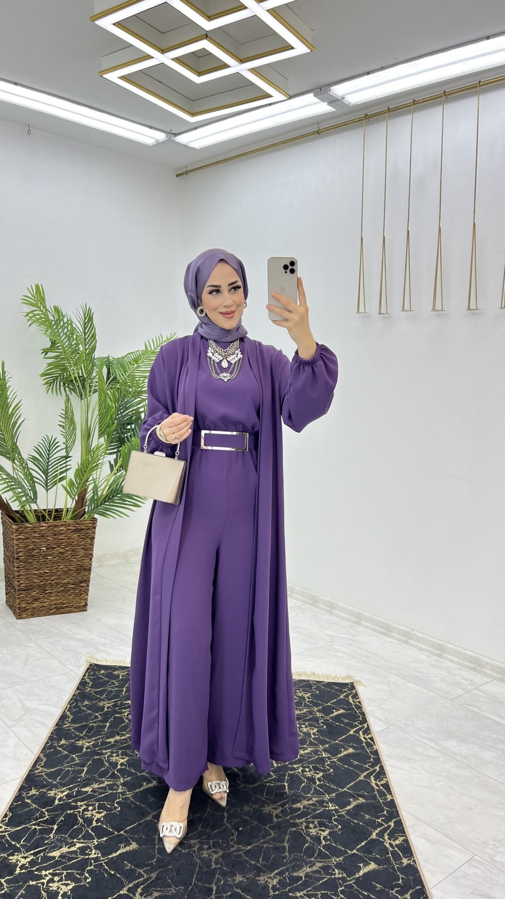 Mürdüm Premıum Fulya Abaya Tulum Takım Tesettür Giyim