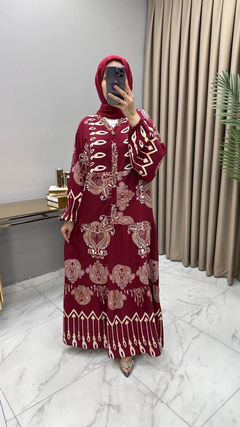 Nisan Elbise Bordo
