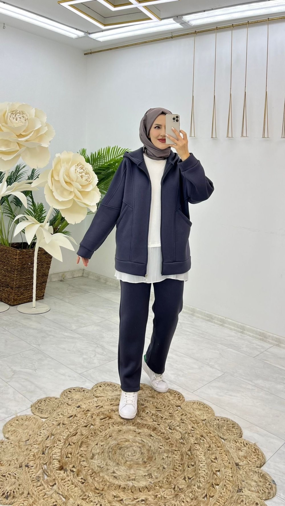 Antrasit Premium Şardonlu Berra Takım Tesettür Giyim