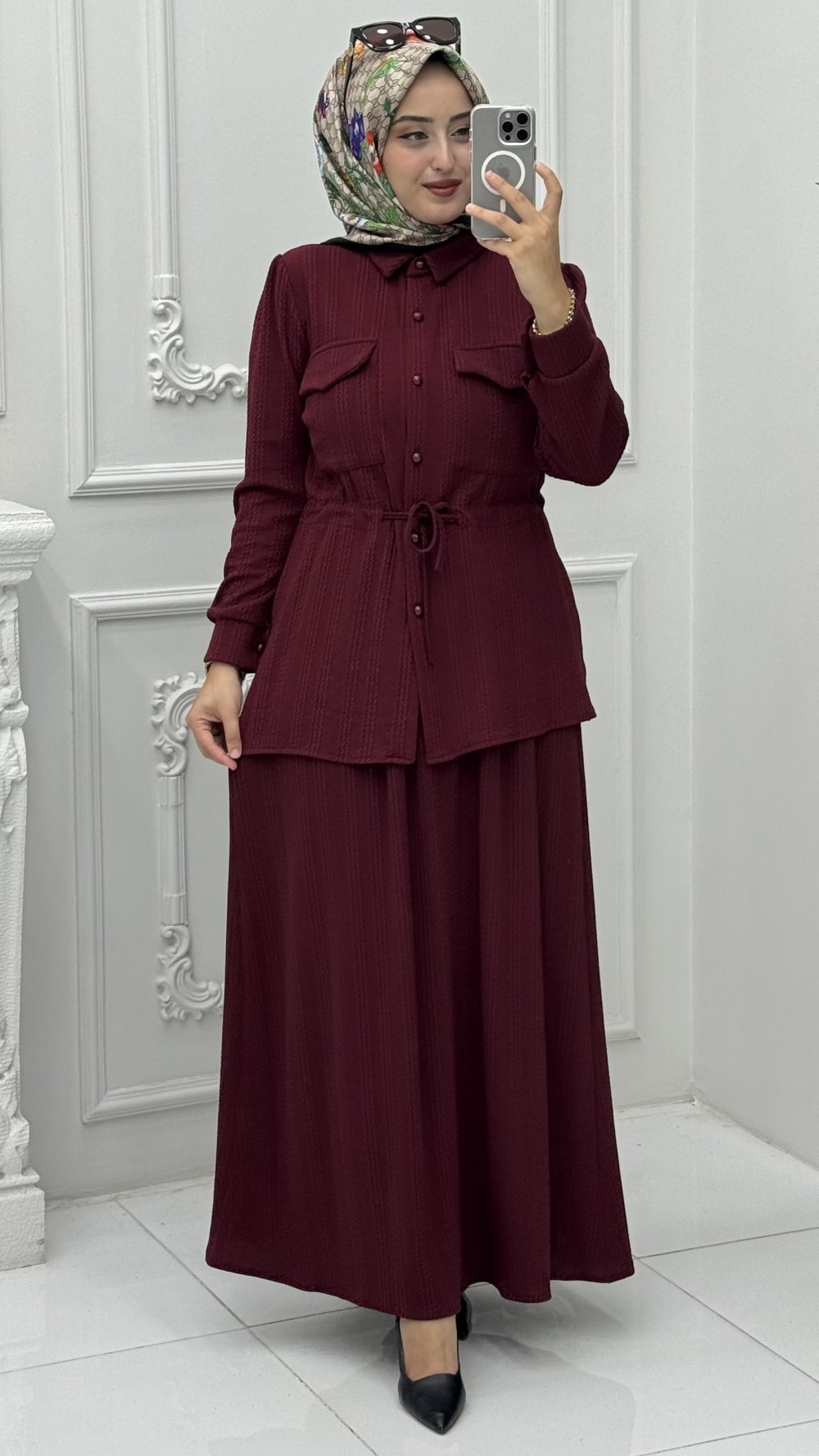 Selmira Etek Takım Bordo