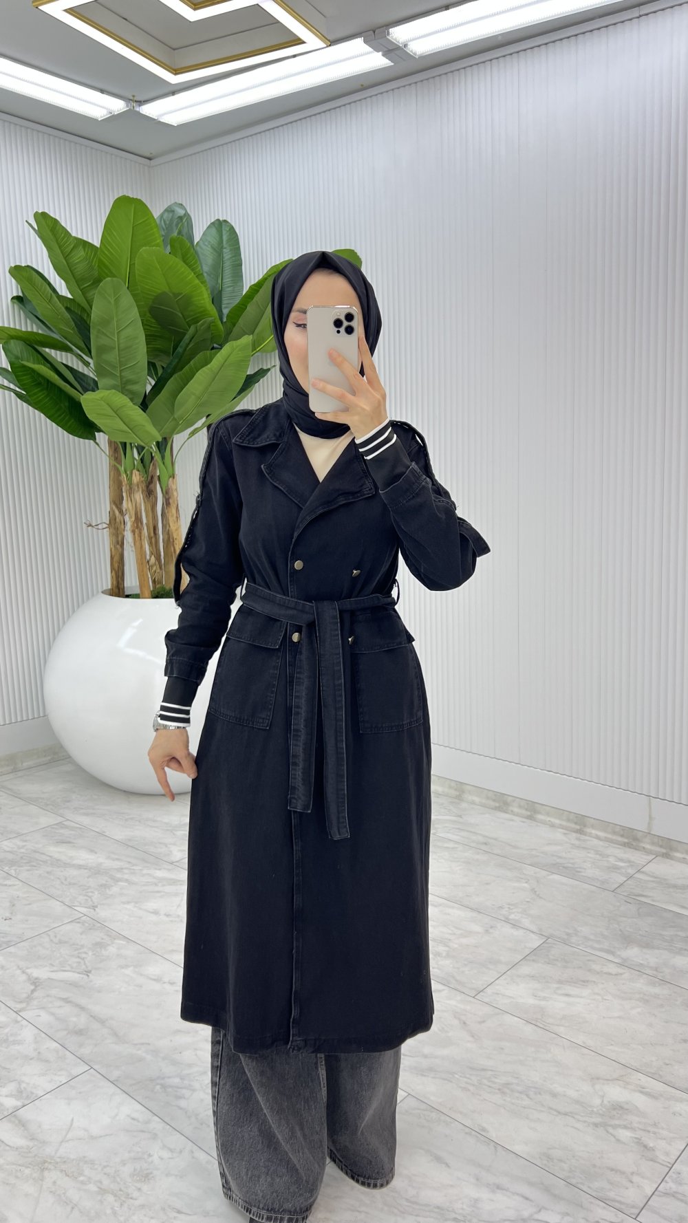 Siyah Premium Hançer Kot Kap Tesettür Giyim 