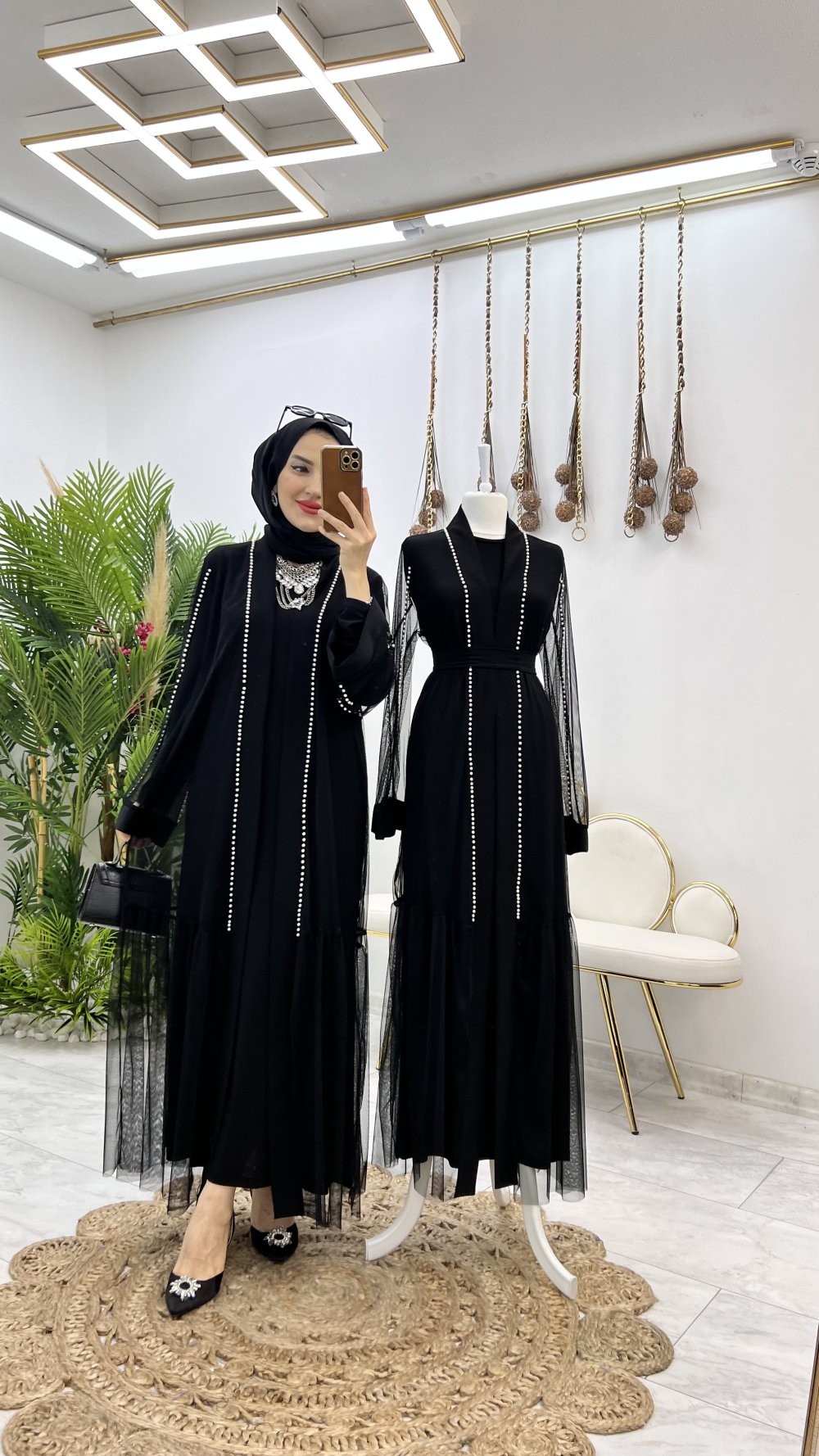 Sıra İncili Abaya Takım Tesettür Giyim 