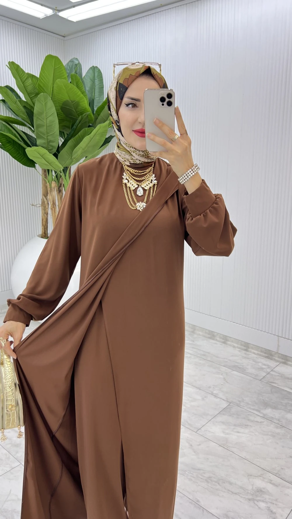 Kahve Ahum Tasarım Takım Tesettür Giyim 