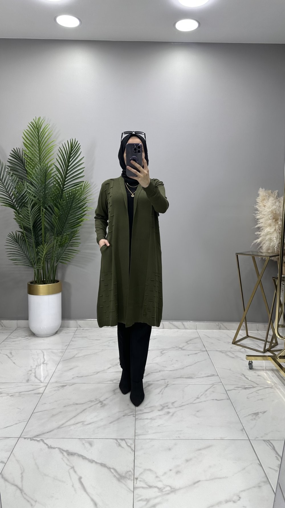 Nazlı Hırka Haki Yeşil 