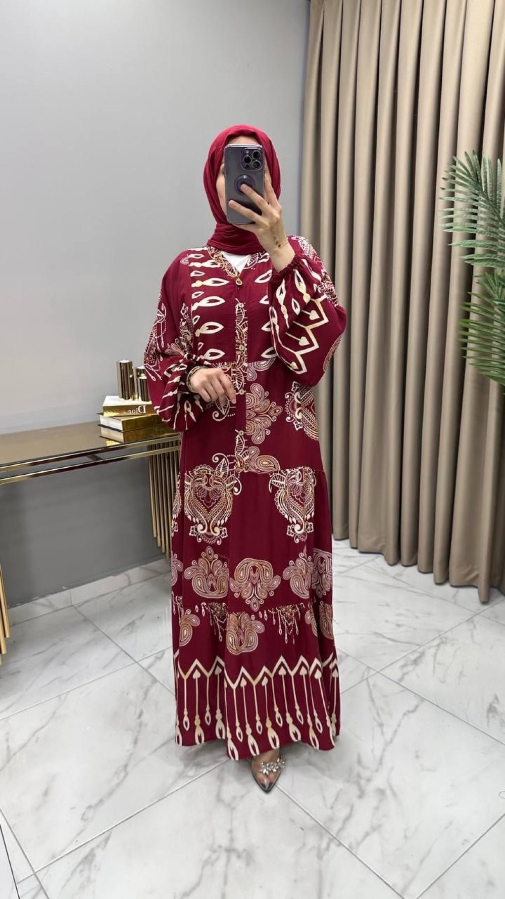 Nisan Elbise Bordo