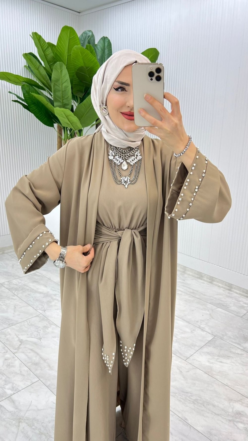 Toprak Premıum Faya Abaya Tulum Takım Tesettür Giyim