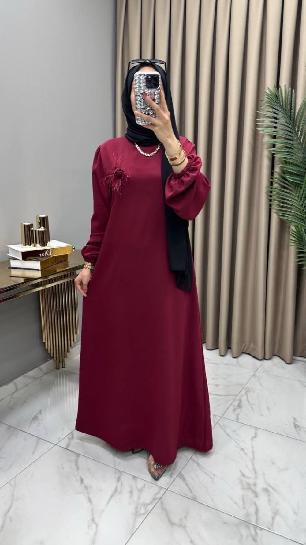 Mila Elbise Bordo