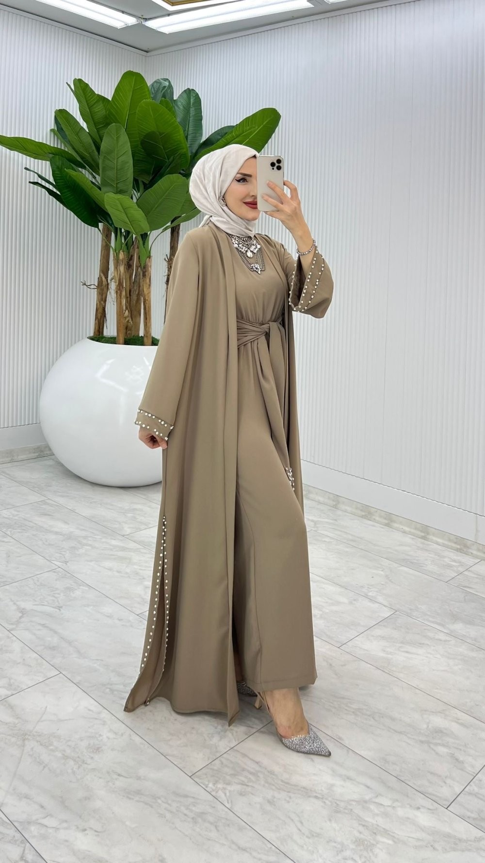 Toprak Premıum Faya Abaya Tulum Takım Tesettür Giyim