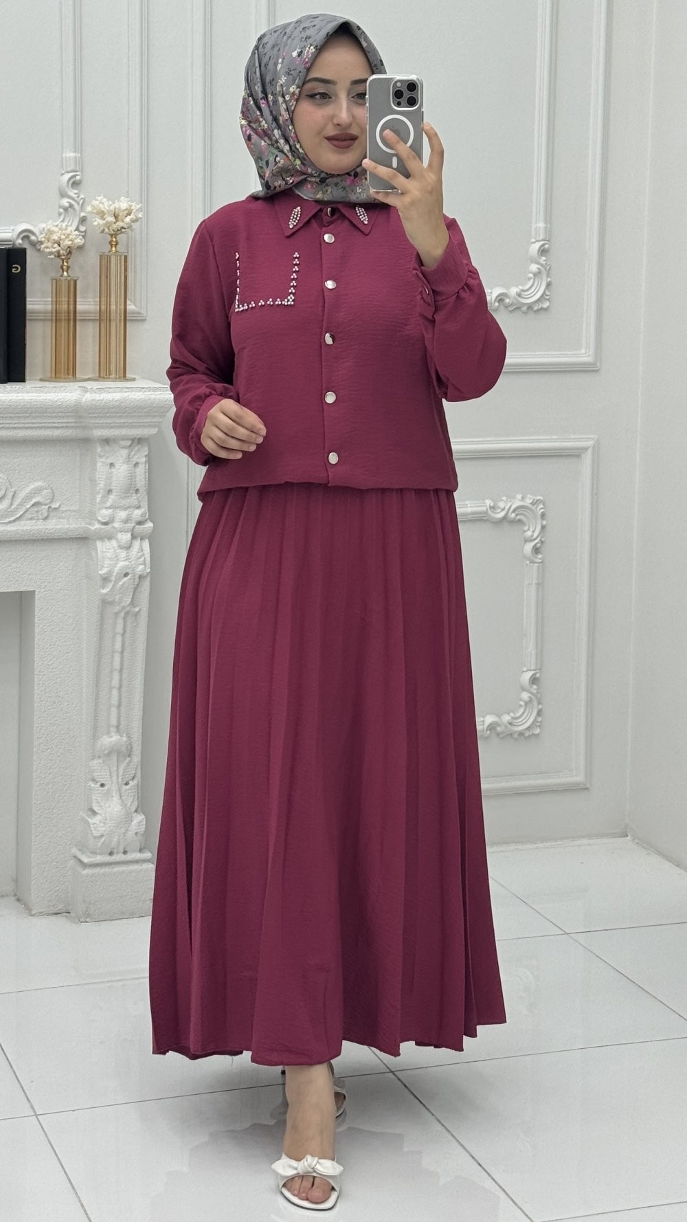 Hazal Etek Takım Bordo