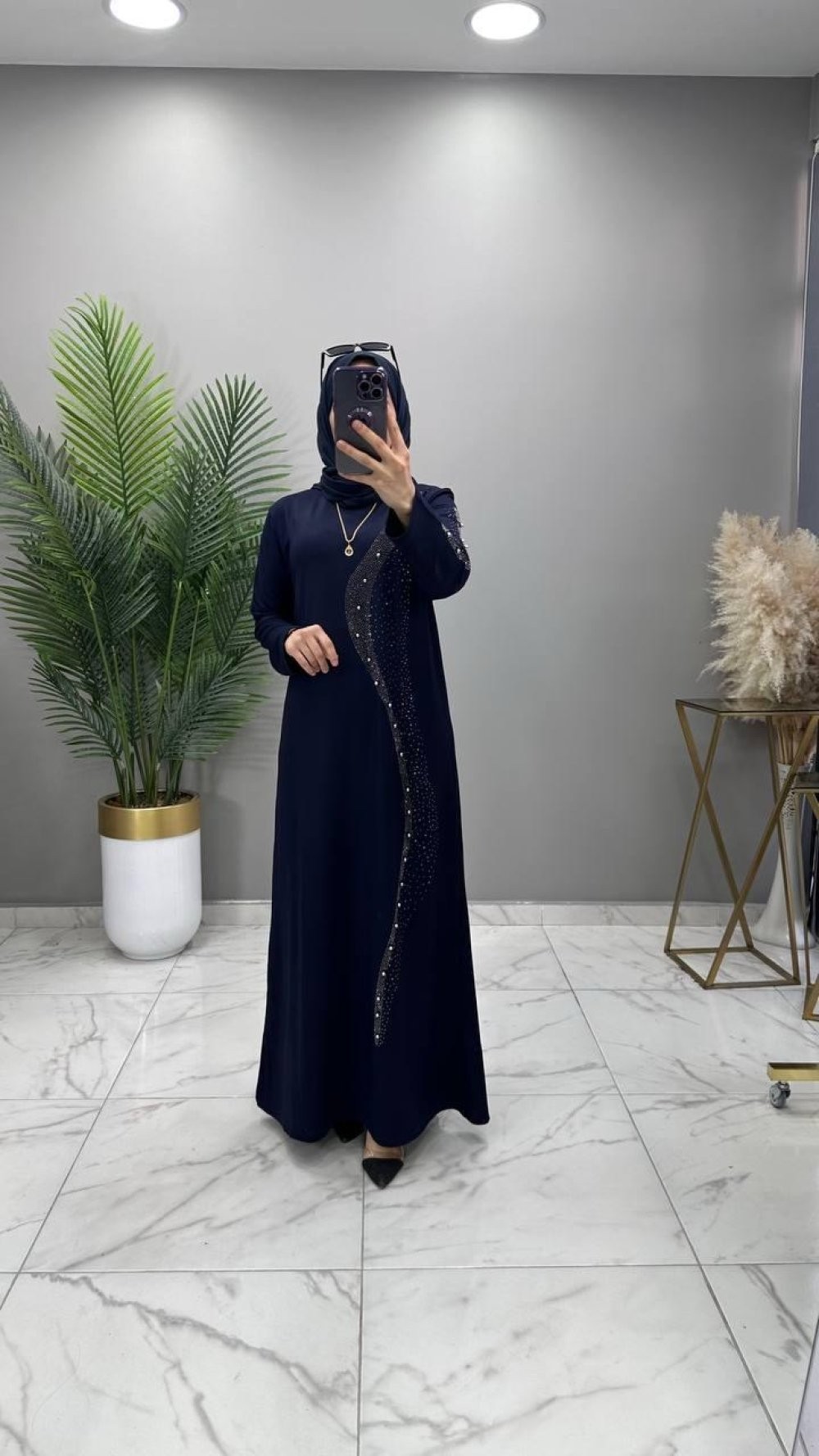 Zeyna Abiye Elbise Lacivert 