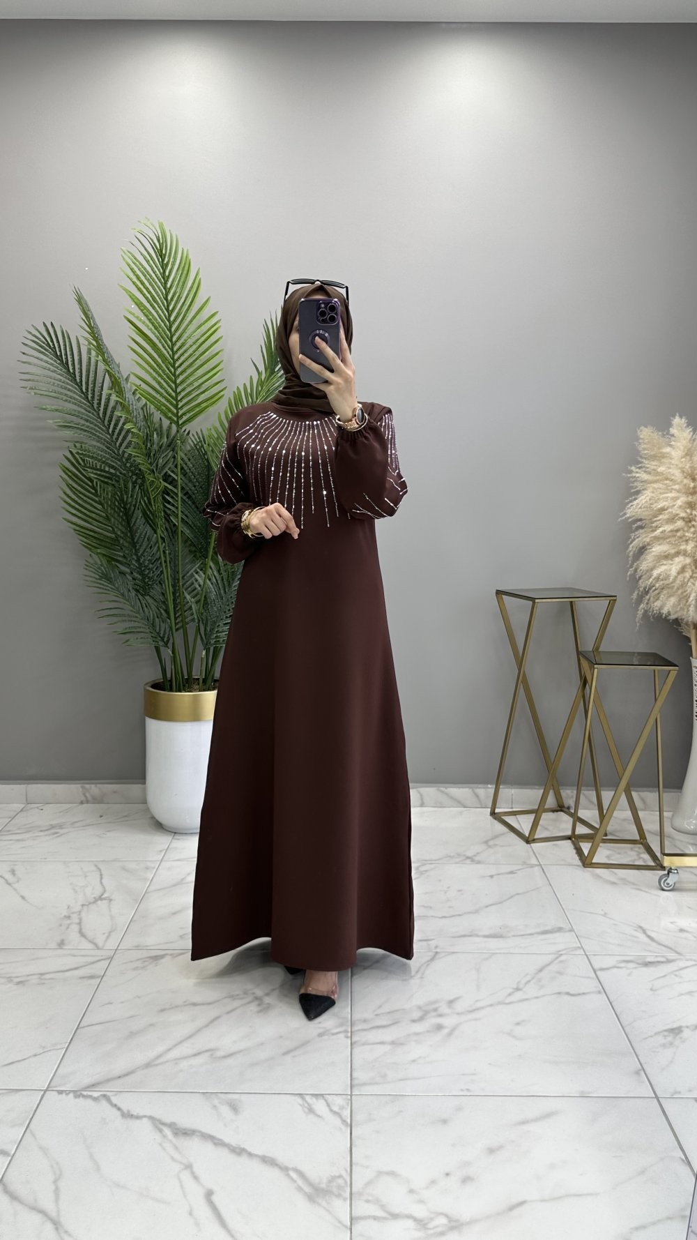 Nuran Abiye Elbise Kahve