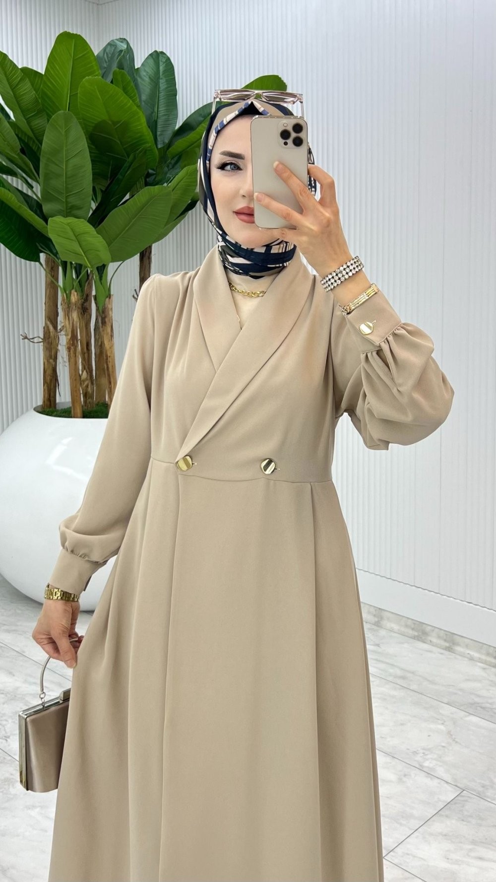 Taş Premium Lal Ferace Elbise Tesettür Giyim