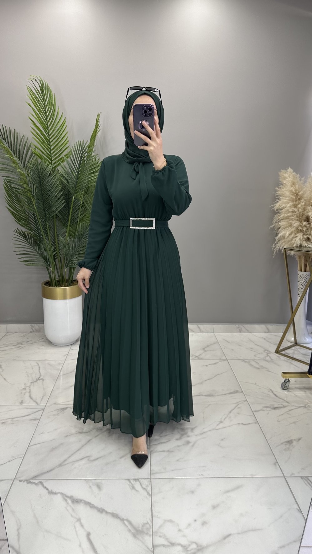 Banu Şifon Elbise Zümrüt 