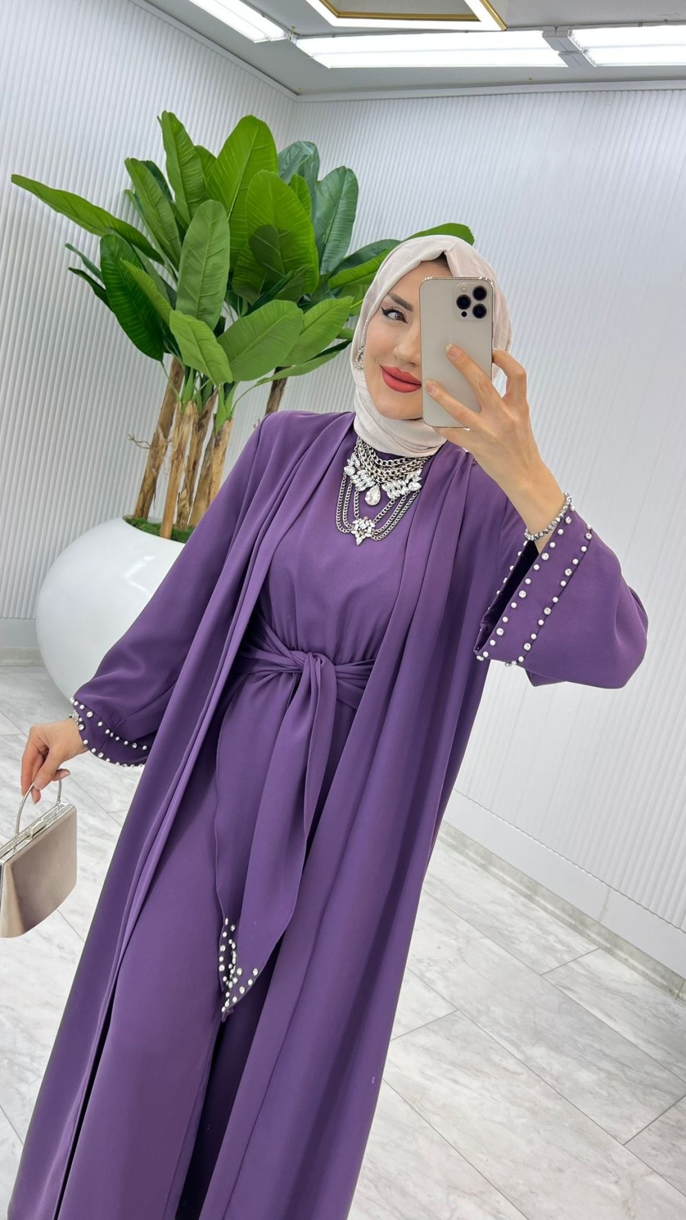 Mürdüm Premıum Faya Abaya Tulum Takım Tesettür Giyim