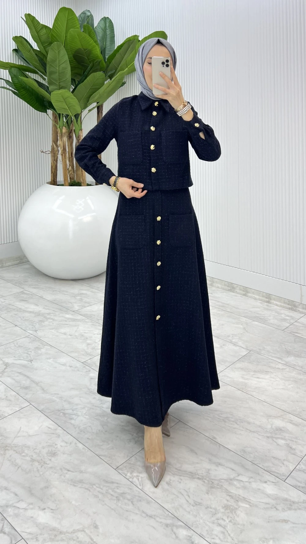 Lacivert  Gönül Channel Etek Takım 