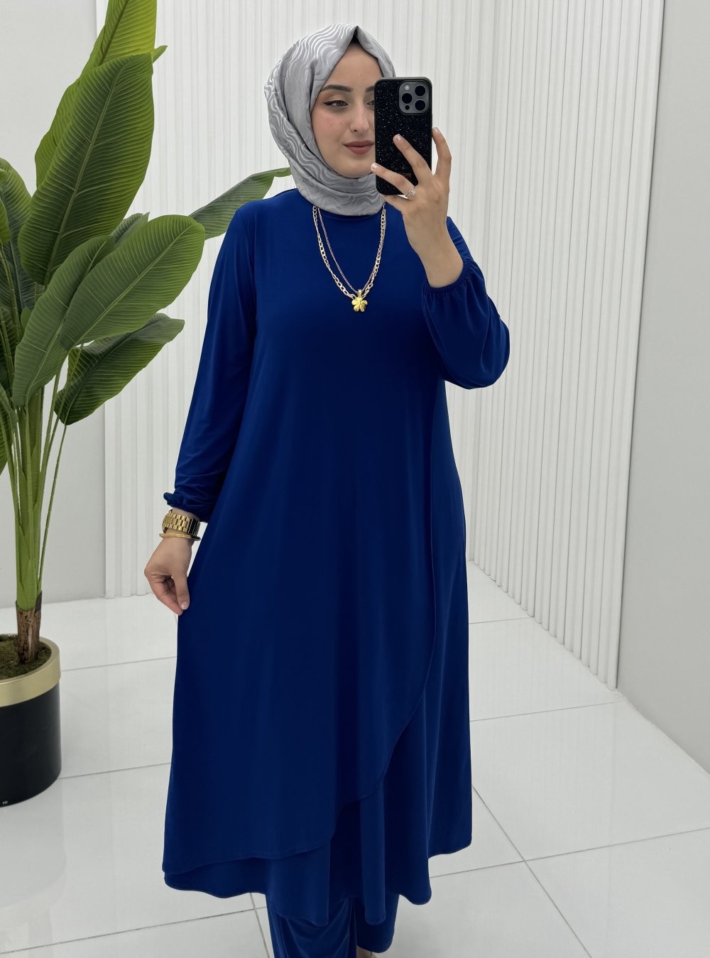 Defne Takım Saks Mavisi