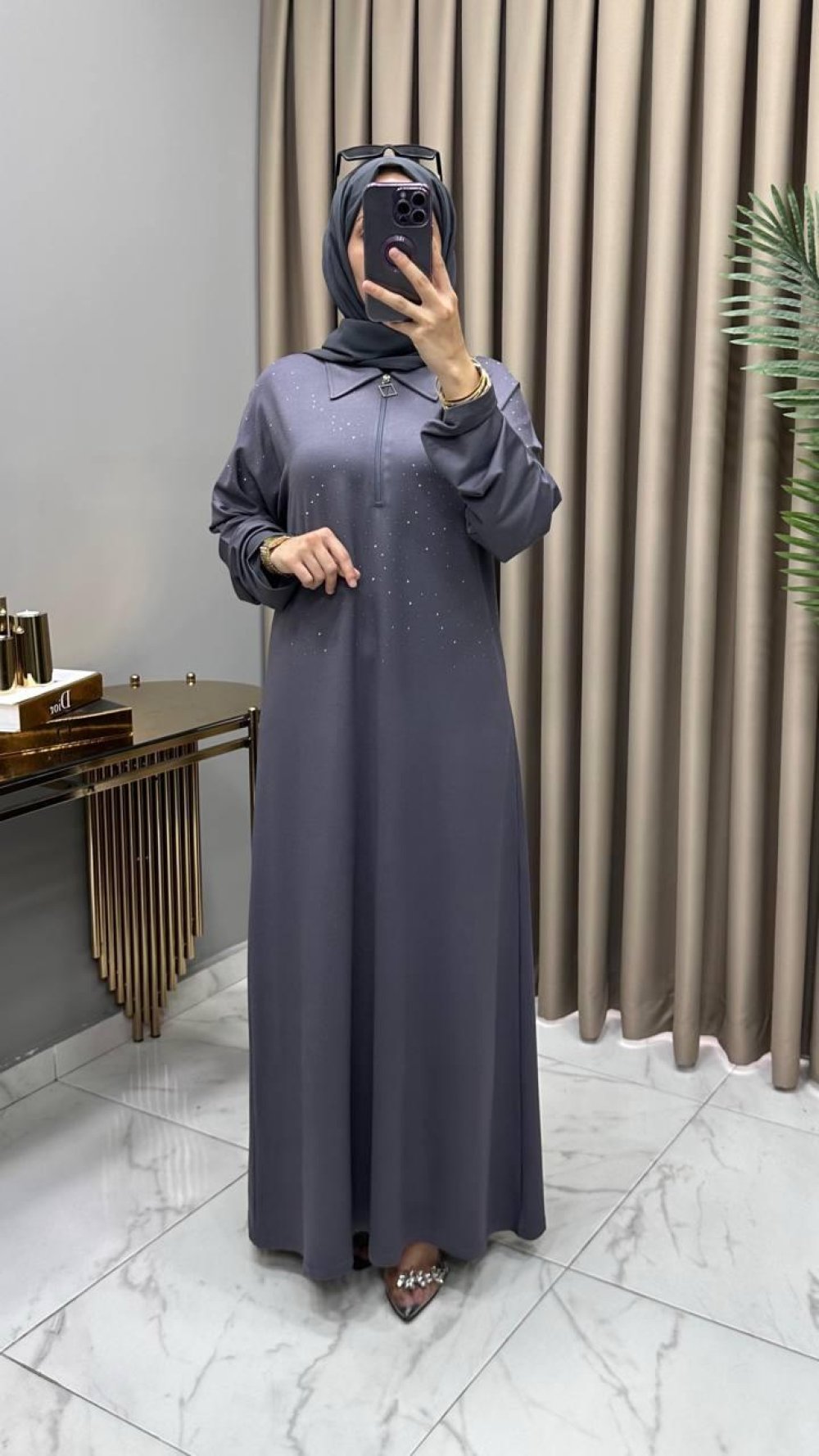 Lale Abiye Elbise Gri