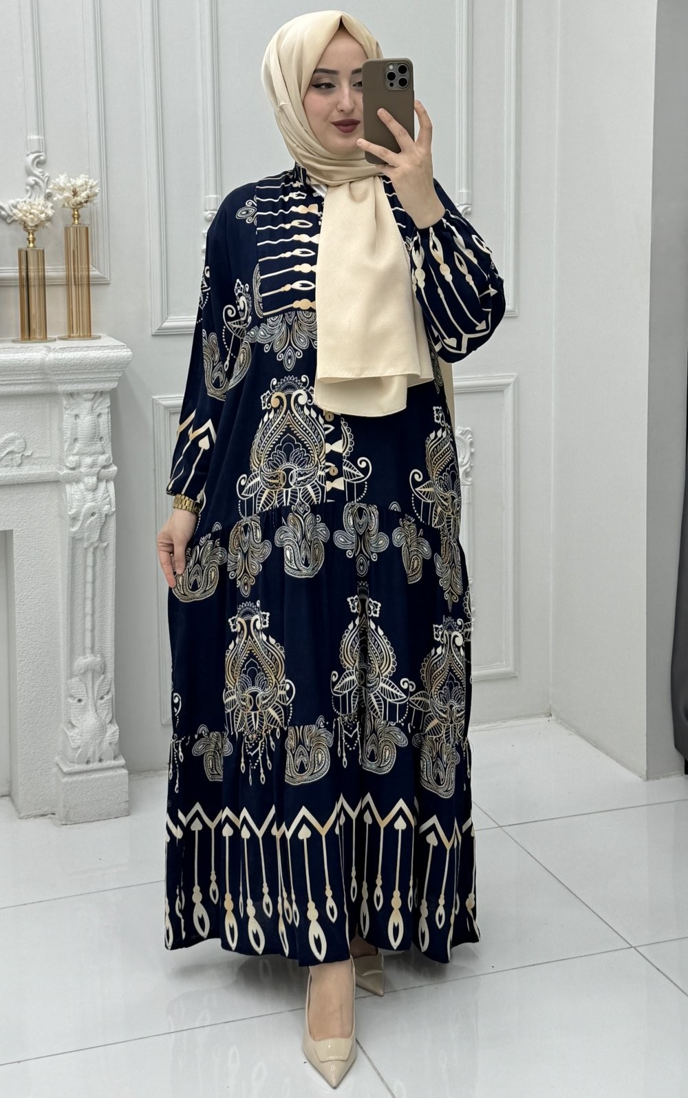 Nilüfer Elbise Lacivert