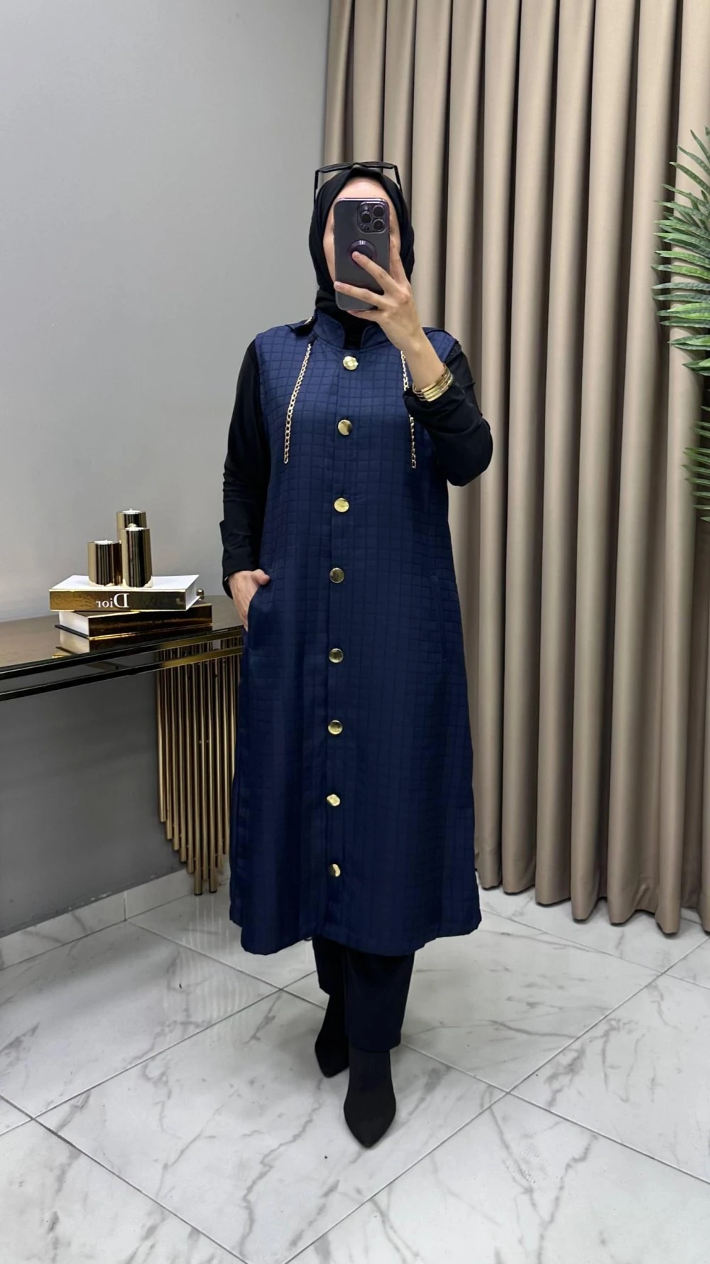 Aylin Kapitone Yelek Lacivert 