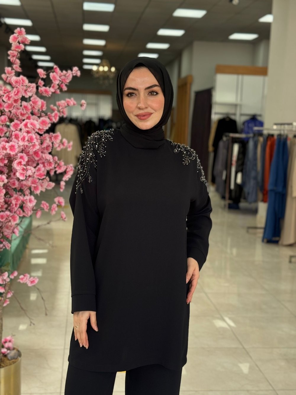 Yaprak Panolon Takım-Siyah