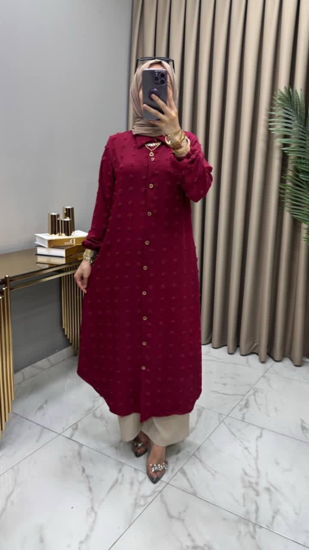 Boncuk Tunik Bordo