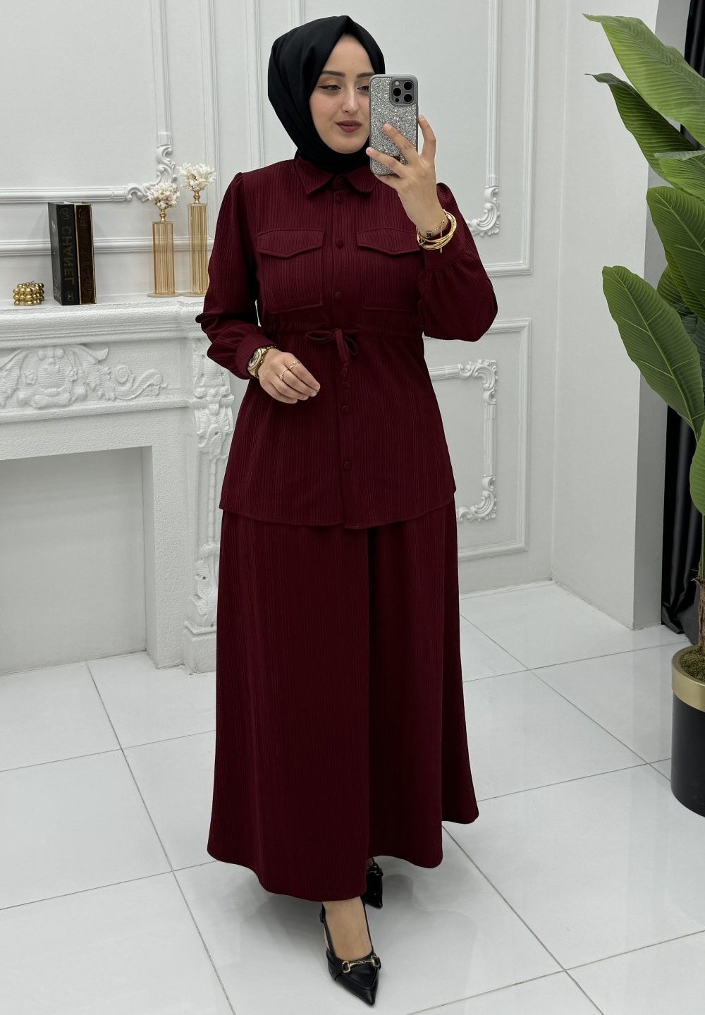 Selmira Etekli Takım Bordo