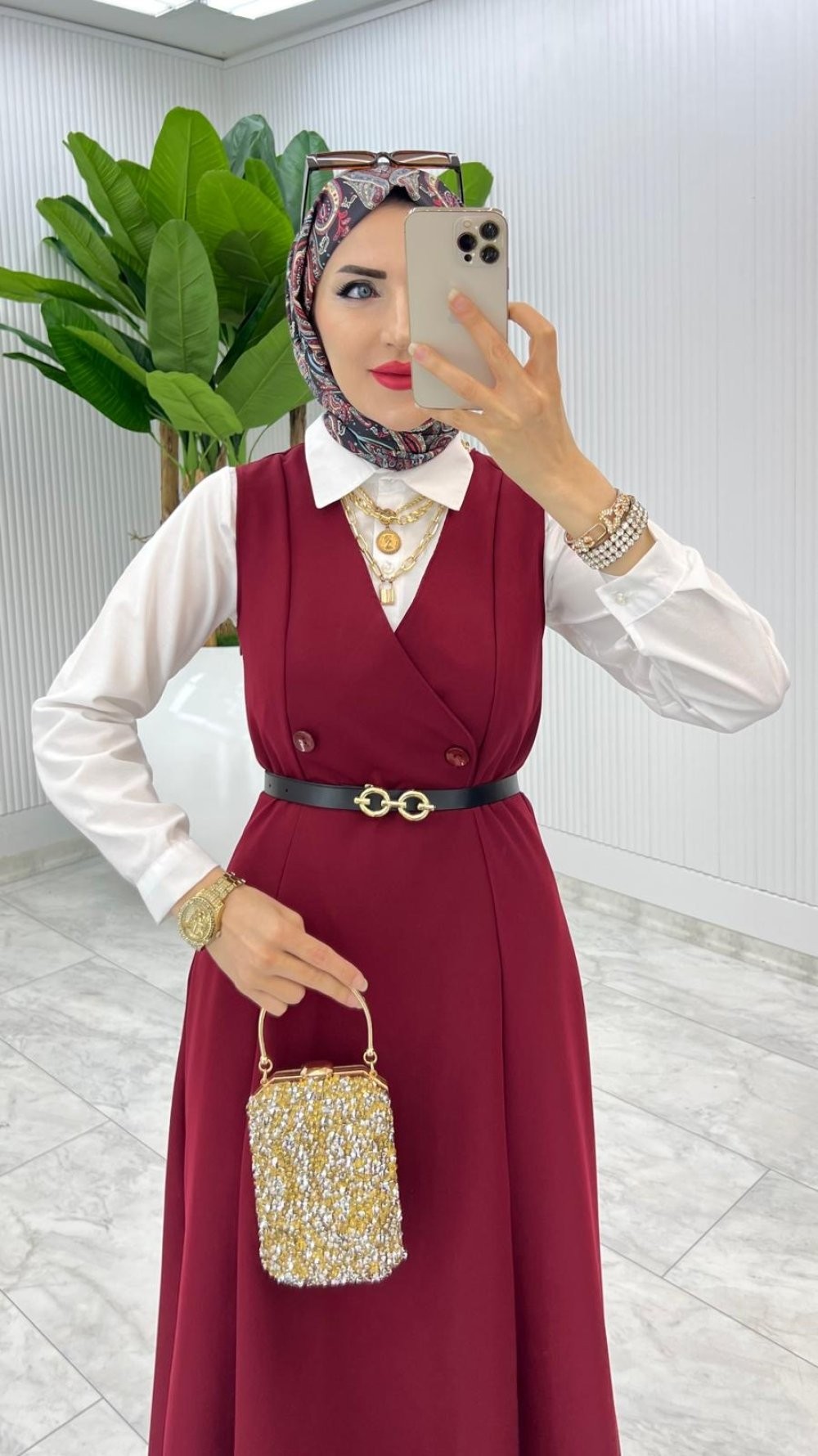 Bordo Hazen Jile Tesettür Giyim