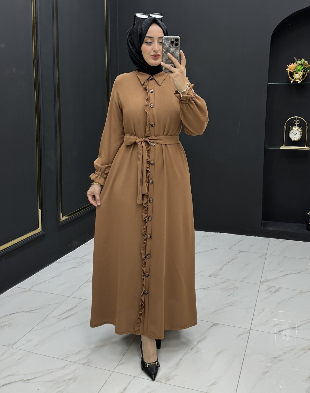 Afra Elbise Ferace Camel
