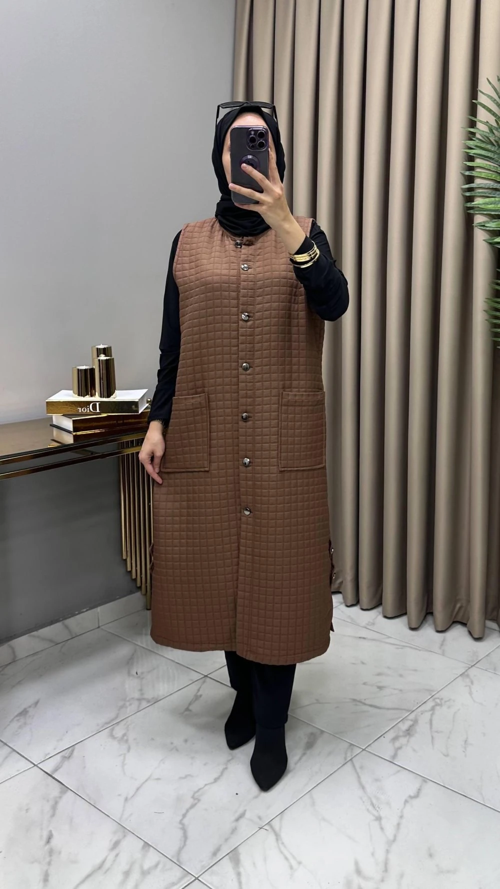 Nida Kapitone Yelek Kahve