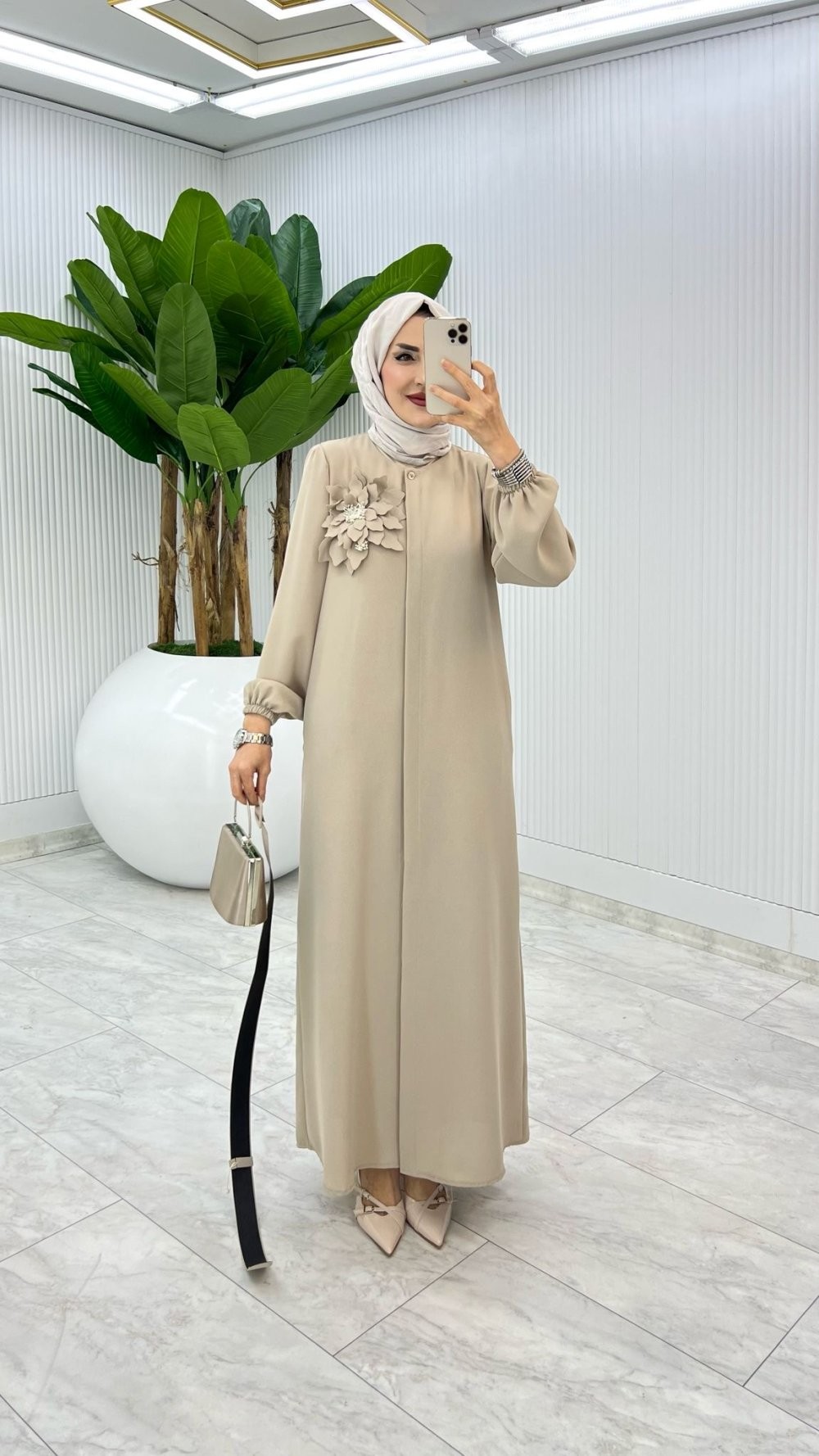 Taş Premium Yasemin Ferace Tesettür Giyim