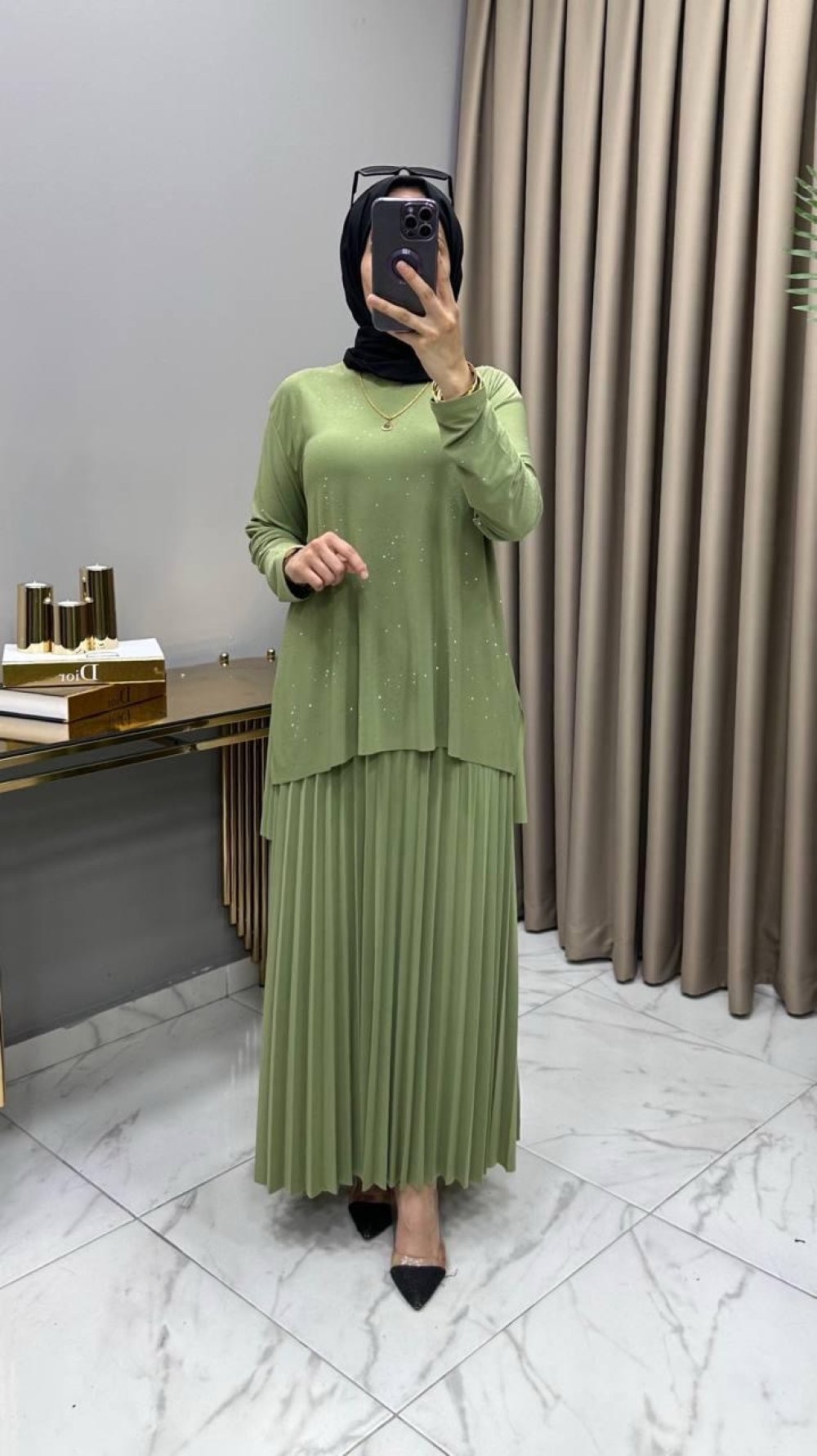 Mayda Etekli Takım Mint