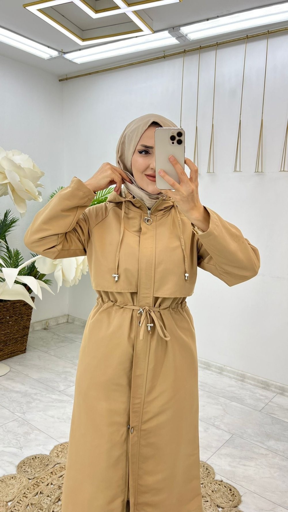 Camel Astarlı Roy Parka Tesettür Giyim