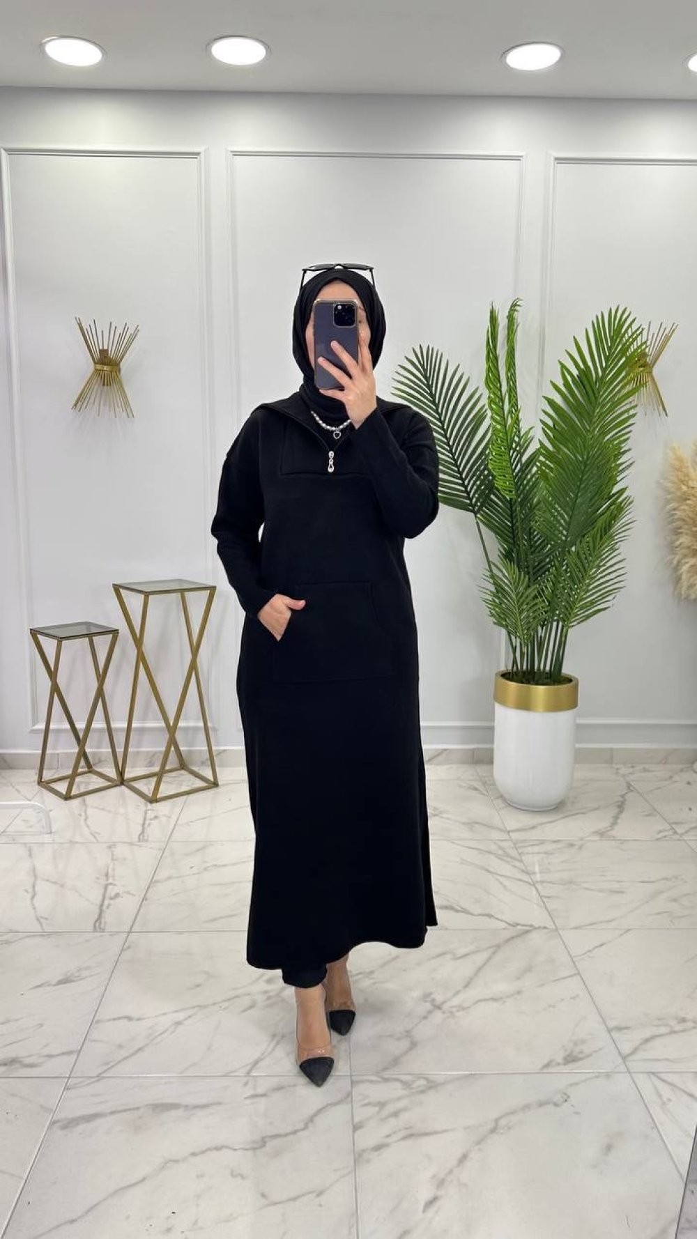 Sema Triko Elbise/Tunik Siyah 