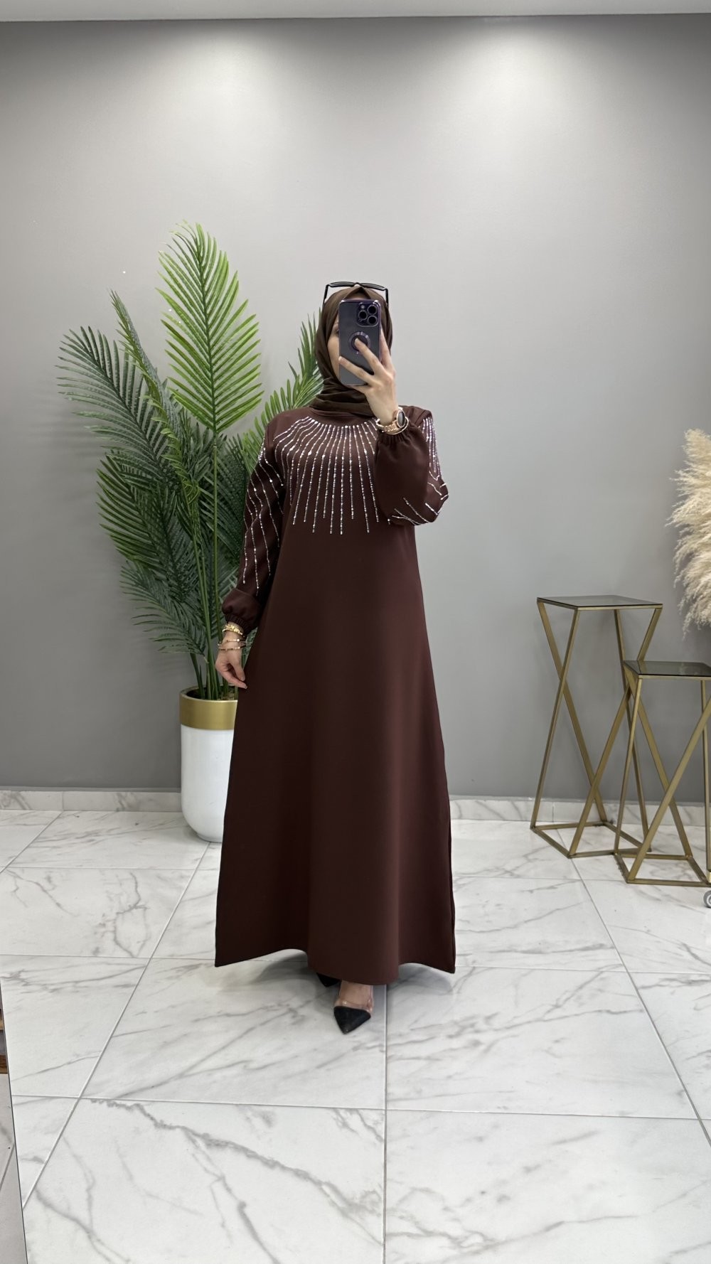 Nuran Abiye Elbise Kahve
