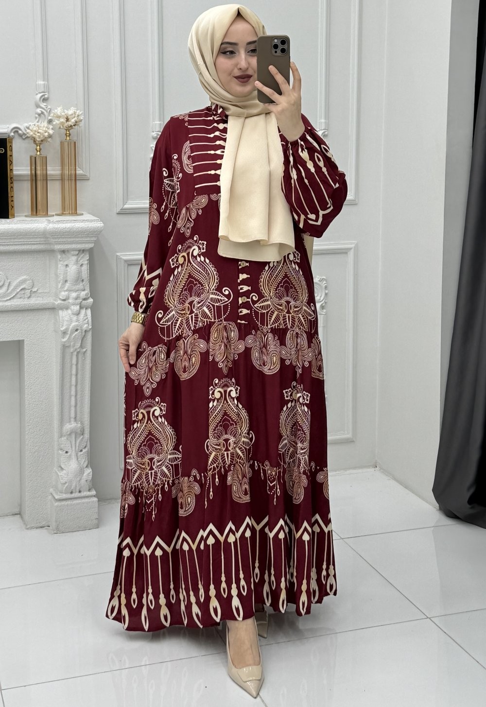 Nilüfer Elbise Bordo