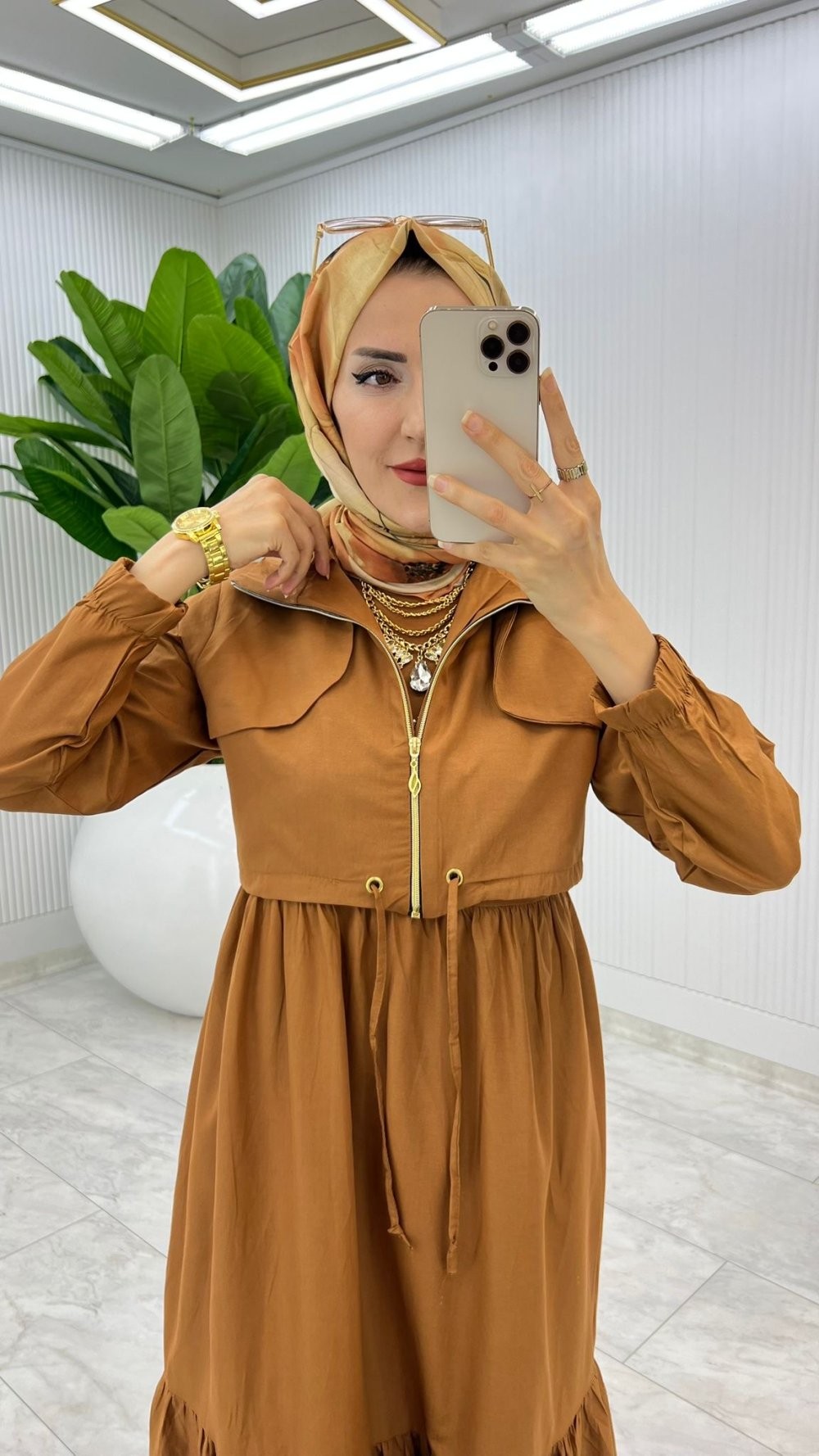 Taba Hicran Elbise Takım Tesettür Elbise 