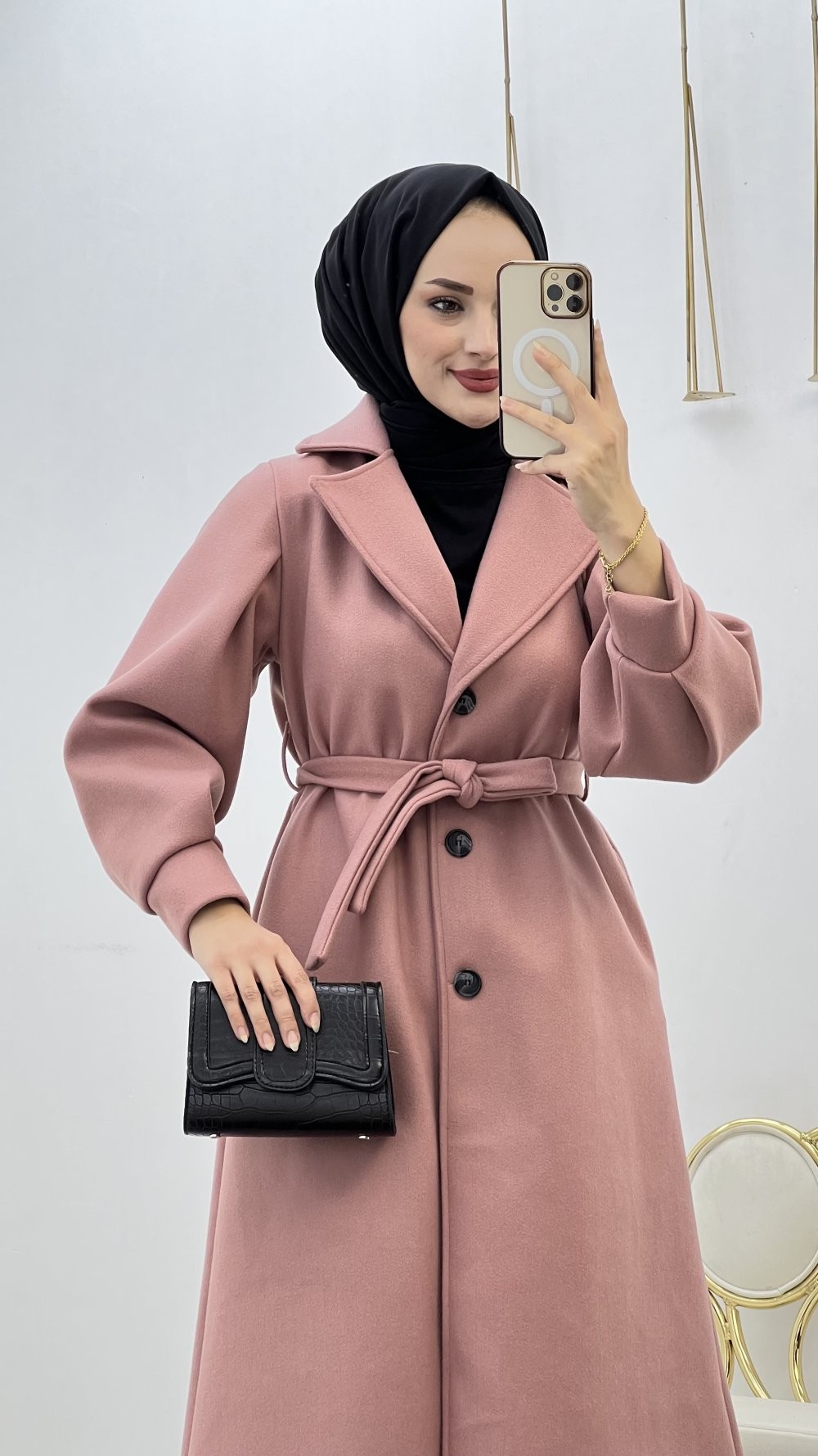 Gül Astarlı Kaşe Tesettür Giyim 