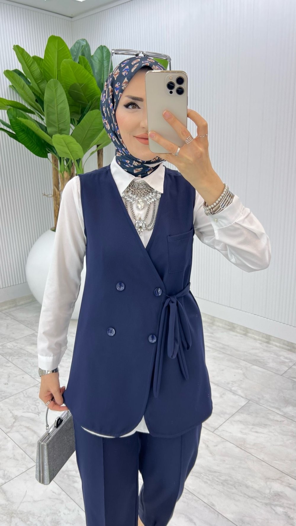 Lacivert Hilal Takım Tesettür Giyim