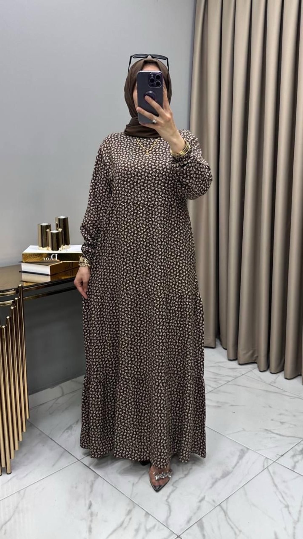 Gülsüm Elbise Kahve