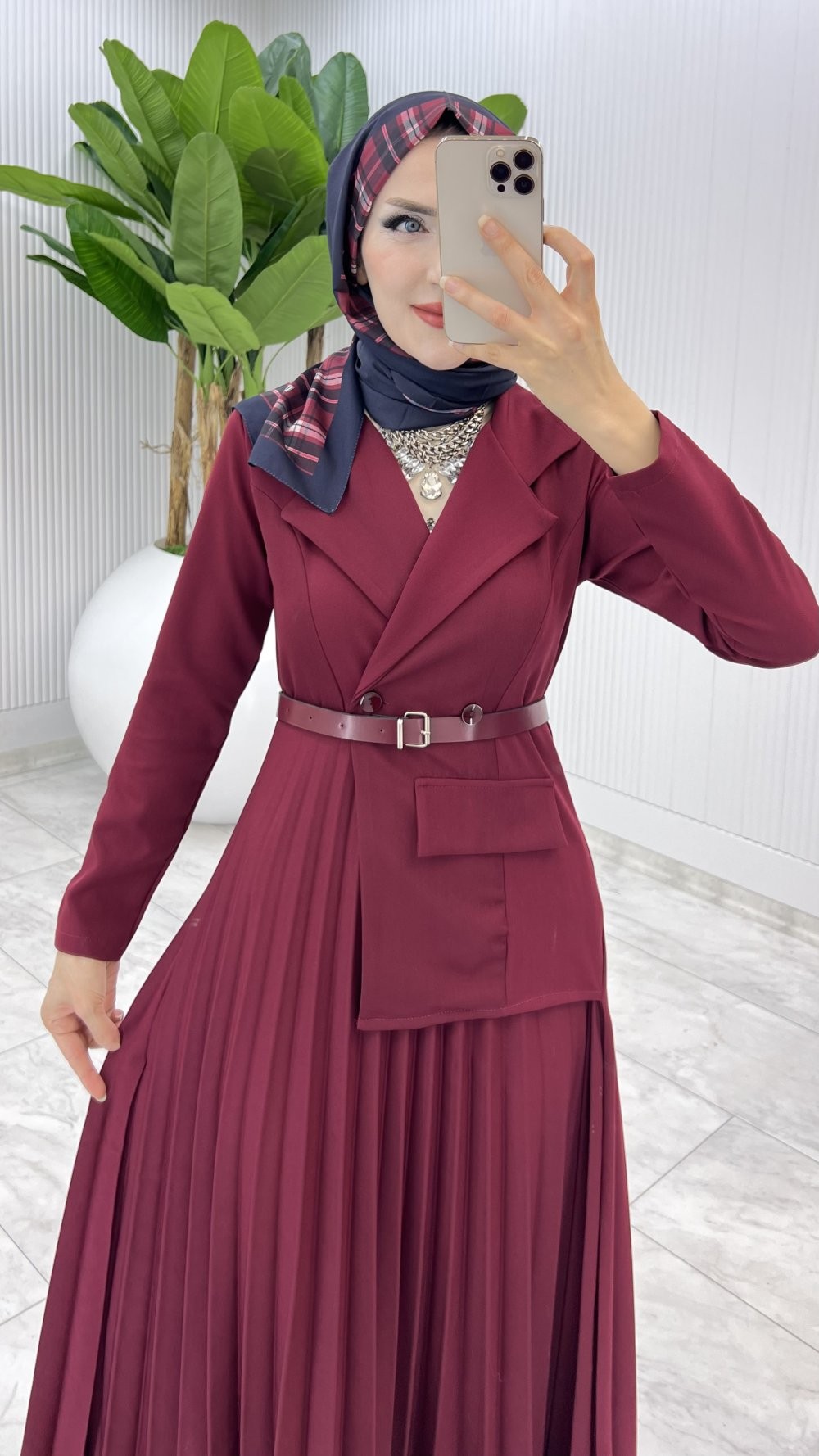 Bordo Tasarım Tuana Elbise Tesettür Giyim
