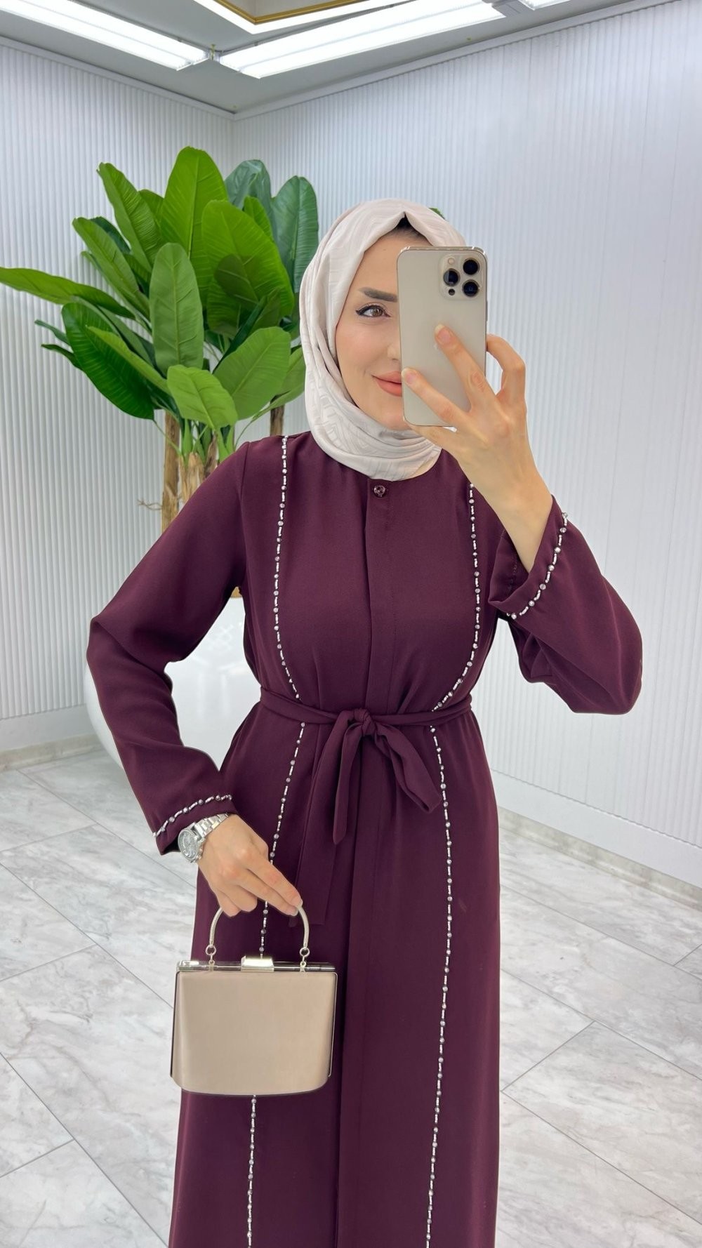 Mürdüm Premium Eyşan Ferace Tesettür Giyim 