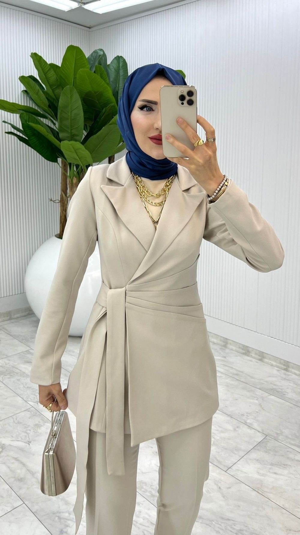 Taş Premium Astarlı Klas Takım Tesettür Giyim