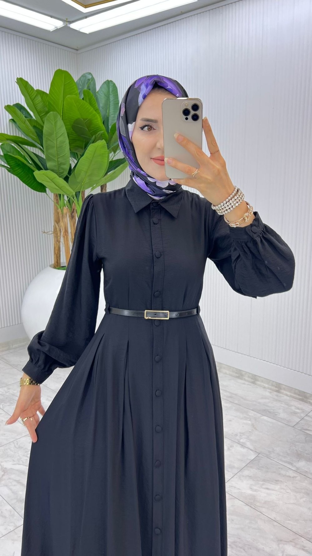 Siyah Demet Elbise Tesettür Giyim 