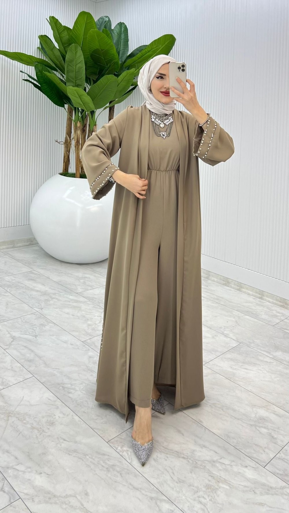 Toprak Premıum Faya Abaya Tulum Takım Tesettür Giyim