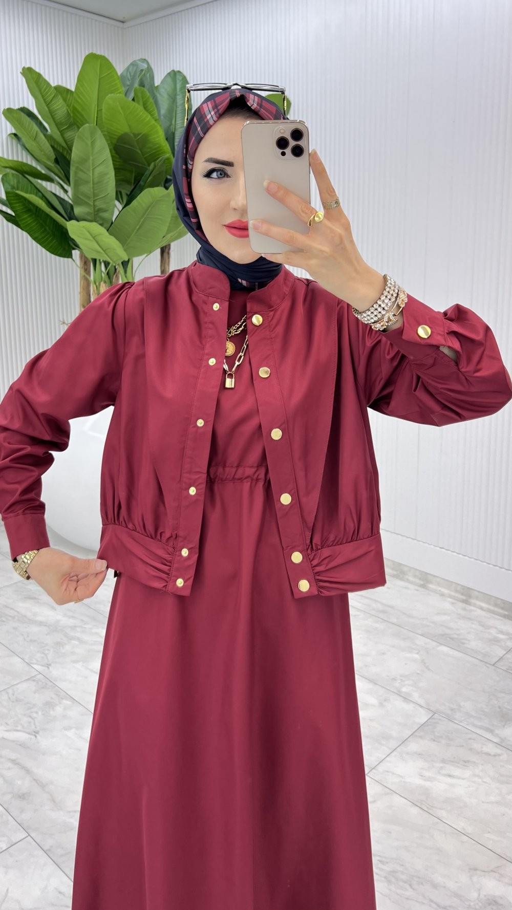 Bordo Premium Gizem Takım Tesettür Giyim
