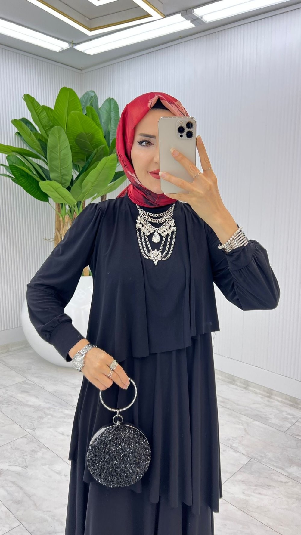 Siyah Premium Diva Elbise Tesettür Giyim