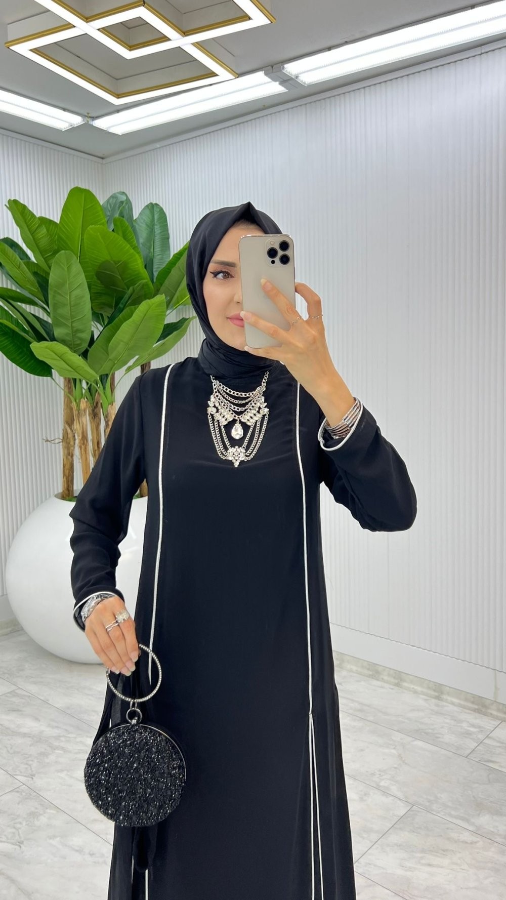 Siyah Premium İkili İmren Takım Tesettür Giyim